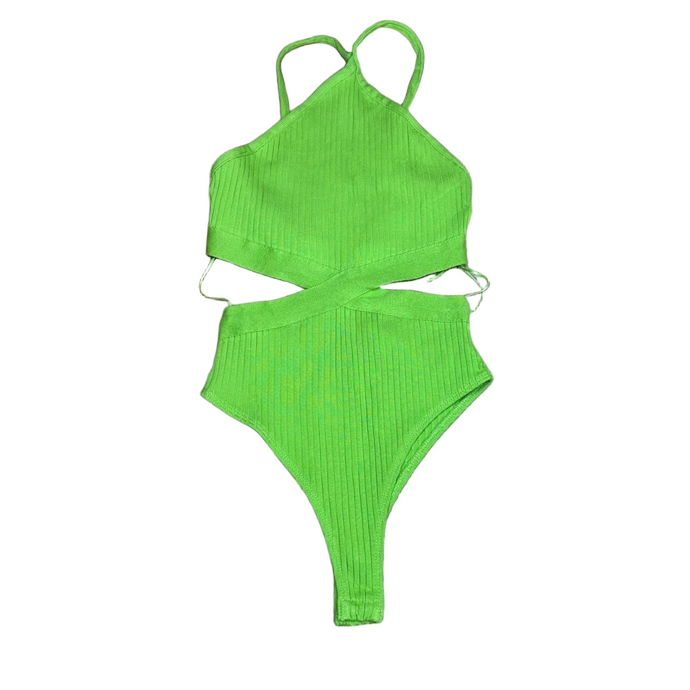 NWT ZARA Lime Green Brat Girl Cutout Bodysuit Size Small